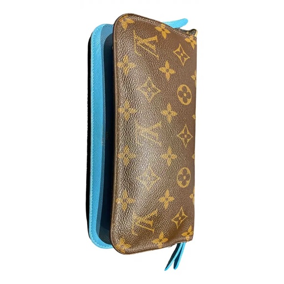 Louis Vuitton Insolite Monogram Brown Wallet with Turquoise Trim Authentic - Picture 1 of 9